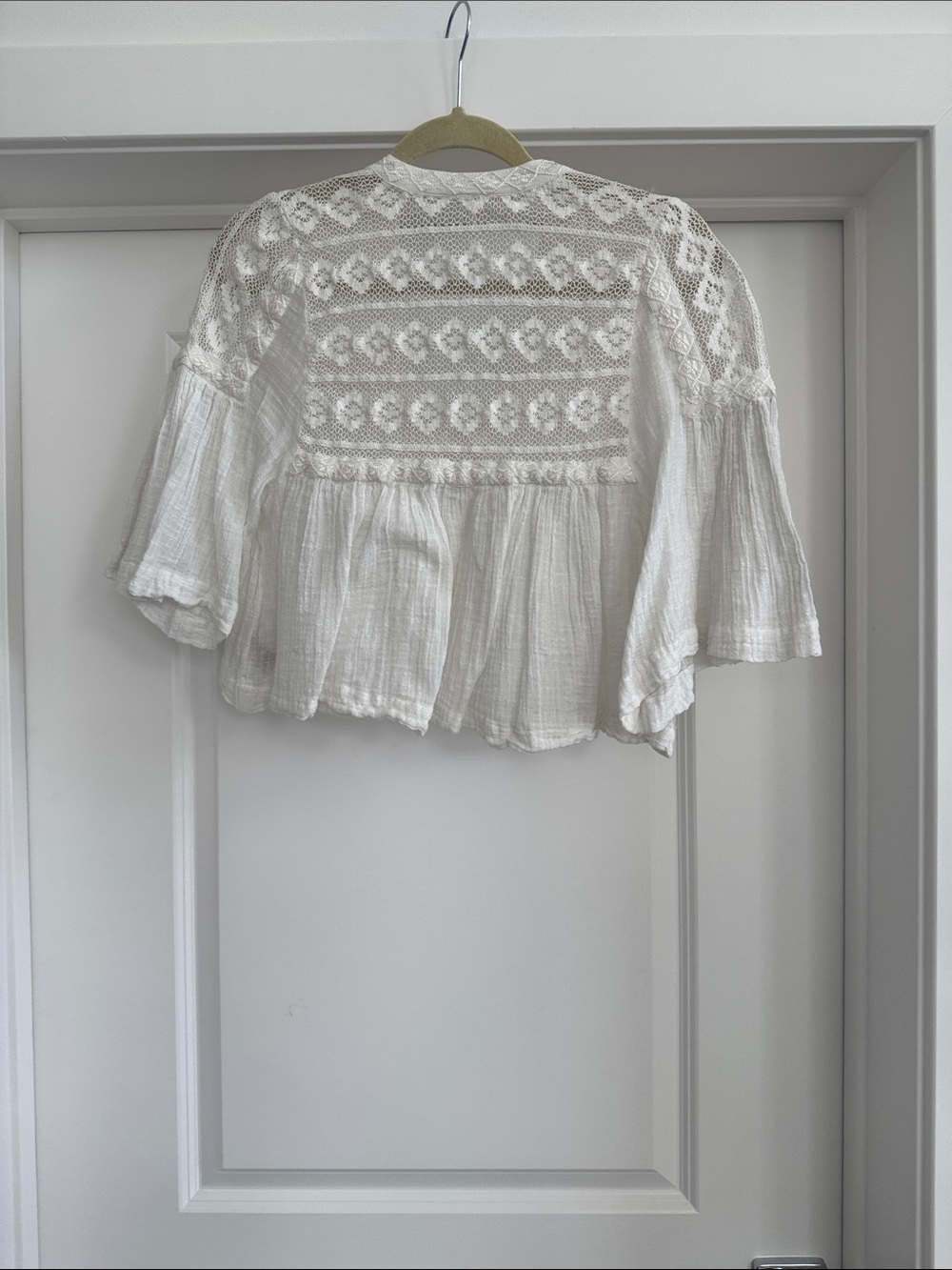 Free People White Lace-Detail Peasant Blouse - Picture 2 of 2